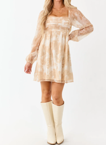 Babydoll-Minikleid mit Blumenmuster und Falten